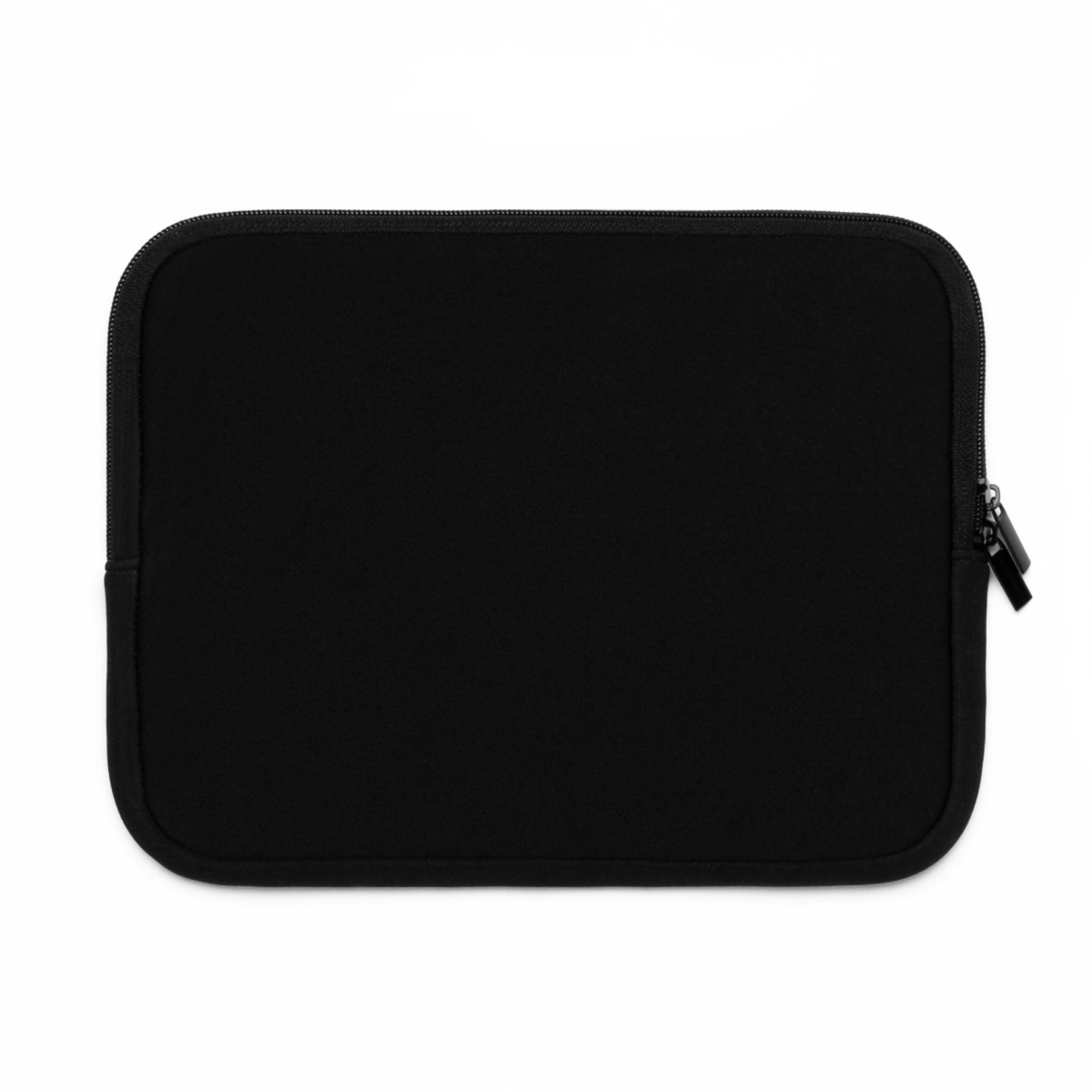 The Printify Copy of Laptop Sleeve, shown in black against a white background, is a customizable zippered case that combines style and protection for your laptop or tablet.