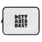 The Printify Laptop Sleeve is a white, water-resistant case featuring bold black block text stacked to read "BETTER READ THAN DEAD.