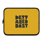 Black water-resistant laptop sleeve from Printify, featuring bold black "BETTER READ BAST" text in the center.