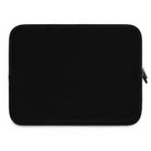 The Printify Laptop Sleeve, a plain black water-resistant case with a zippered closure, is displayed against a white background.