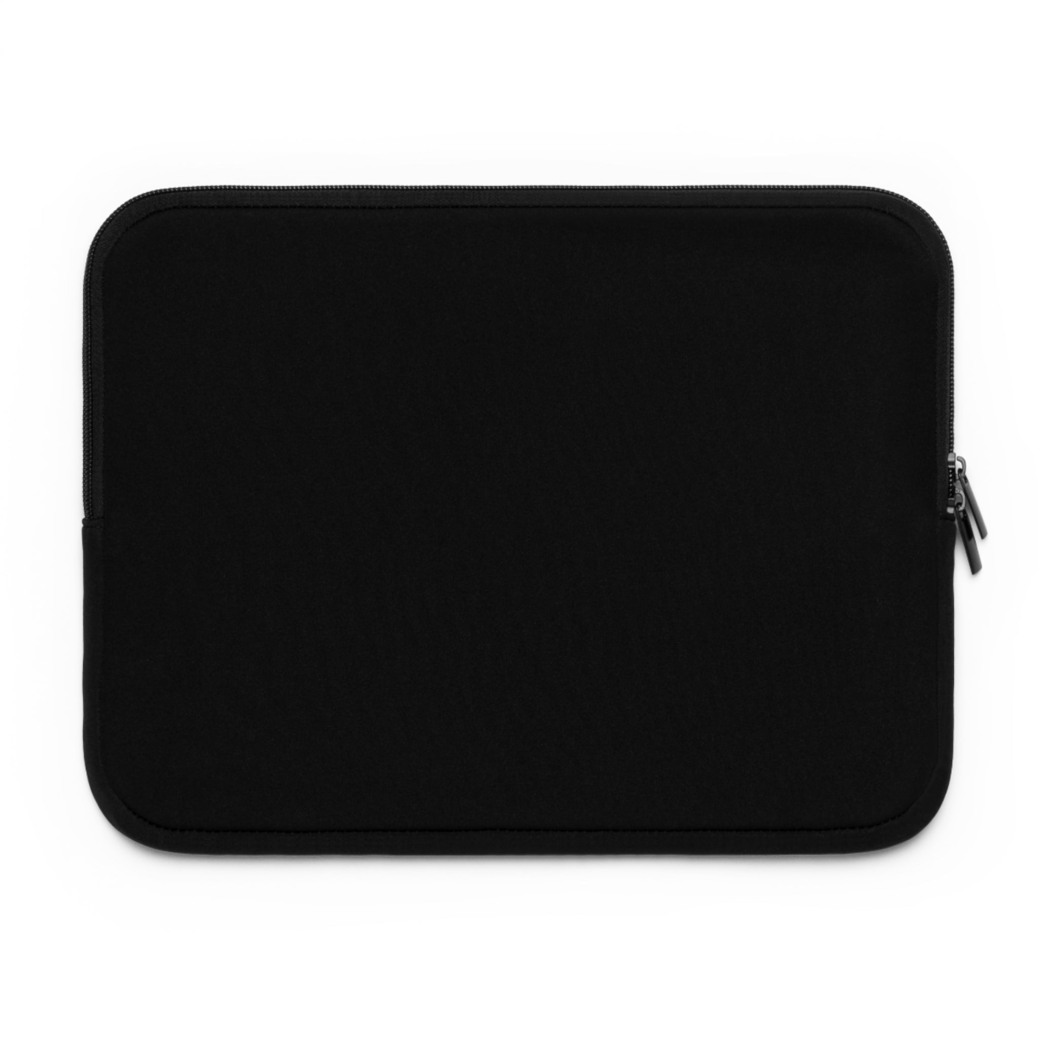 The Printify Laptop Sleeve is a black rectangular, water resistant case displayed against a white background, combining style and protection for your device.