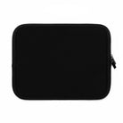 The Printify Laptop Sleeve Black is a water-resistant, zippered case with rounded corners, shown lying flat on a white background.